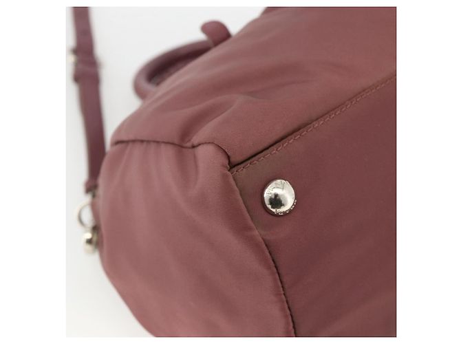 PRADA Borsa a Mano Nylon 2 vie Bordeaux Argento Auth BSZ102A Bordò - vista 16