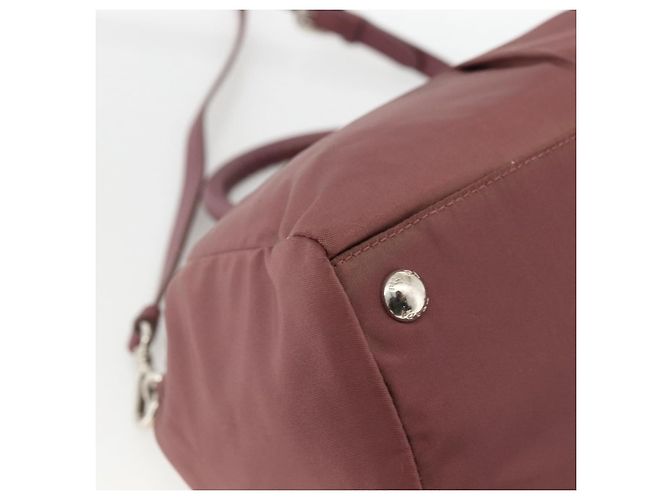 PRADA Borsa a Mano Nylon 2 vie Bordeaux Argento Auth BSZ102A Bordò - vista 18