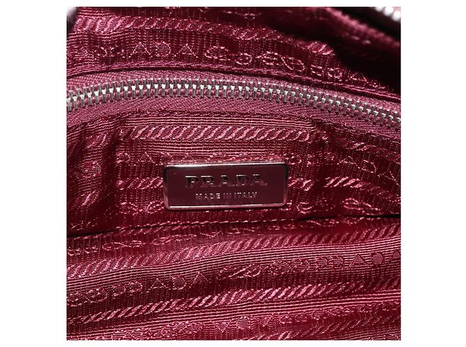 PRADA Borsa a Mano Nylon 2 vie Bordeaux Argento Auth BSZ102A Bordò - vista 20