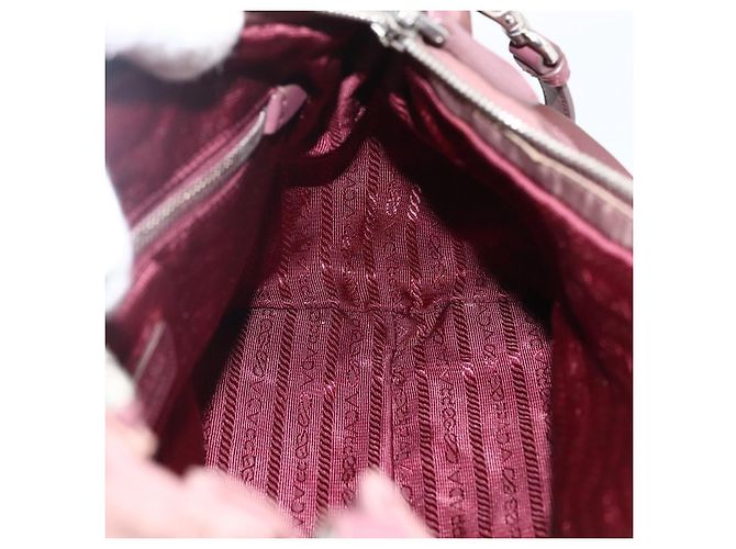 PRADA Borsa a Mano Nylon 2 vie Bordeaux Argento Auth BSZ102A Bordò - vista 21