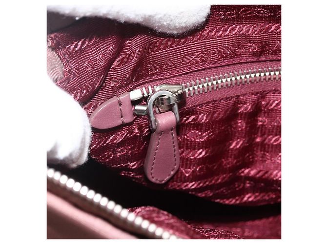 PRADA Borsa a Mano Nylon 2 vie Bordeaux Argento Auth BSZ102A Bordò - vista 23