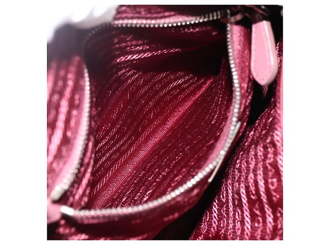 PRADA Borsa a Mano Nylon 2 vie Bordeaux Argento Auth BSZ102A Bordò - vista 24
