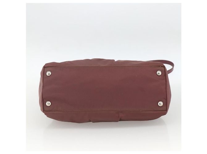 PRADA Borsa a Mano Nylon 2 vie Bordeaux Argento Auth BSZ102A Bordò - vista 5