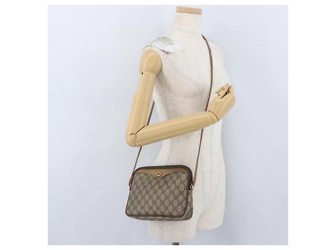 Gucci Borsa a Spalla GG Supreme PVC Beige Oro 97 02 068 Auth 173940 D'oro - vista 21