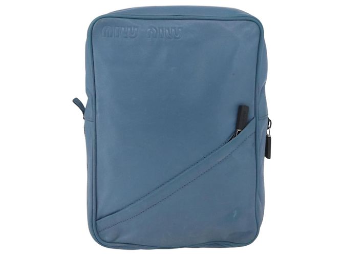 Borsa a Spalla Miu Miu in Pelle Azzurra Auth bs33816 Blu chiaro - vista 13