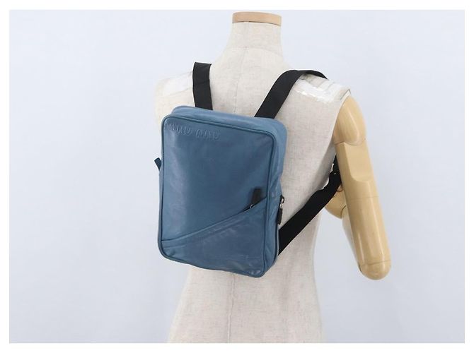 Borsa a Spalla Miu Miu in Pelle Azzurra Auth bs33816 Blu chiaro - vista 24