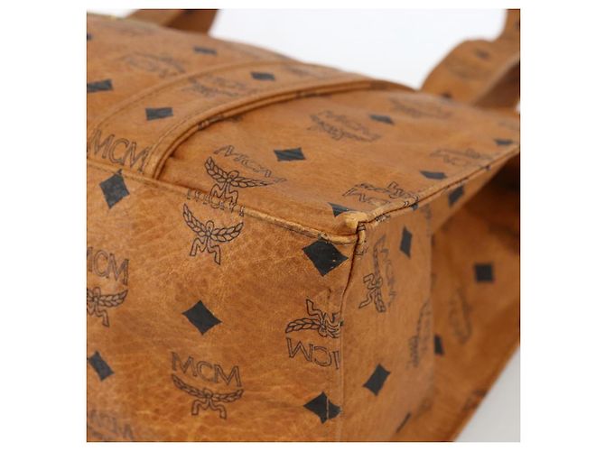 Borsa a Spalla MCM Vicetos Logogram in Pelle PVC Marrone Oro Auth 172152 D'oro - vista 10