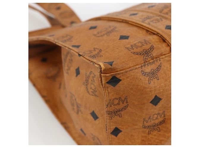 Borsa a Spalla MCM Vicetos Logogram in Pelle PVC Marrone Oro Auth 172152 D'oro - vista 11