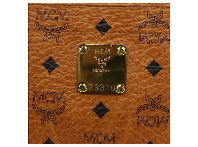 Borsa a Spalla MCM Vicetos Logogram in Pelle PVC Marrone Oro Auth 172152 D'oro - vista 15