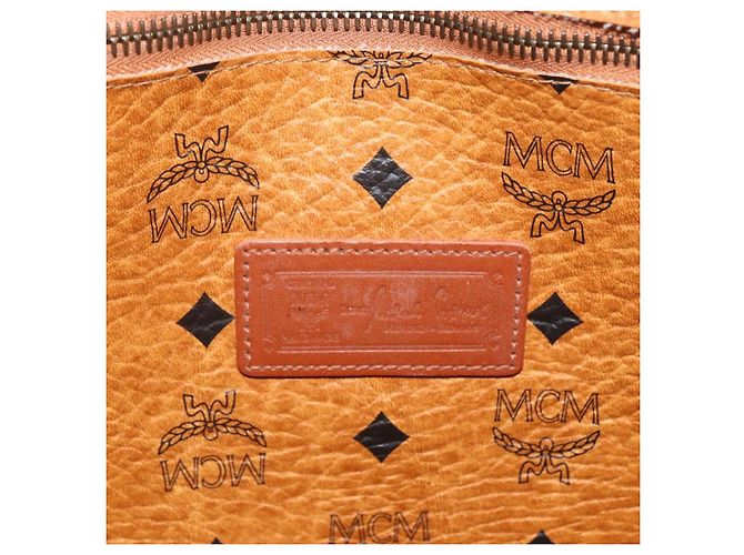Borsa a Spalla MCM Vicetos Logogram in Pelle PVC Marrone Oro Auth 172152 D'oro - vista 16