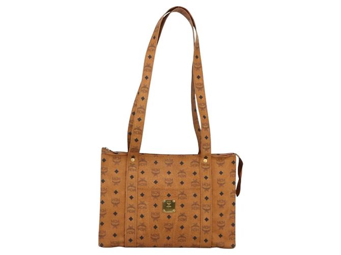 Borsa a Spalla MCM Vicetos Logogram in Pelle PVC Marrone Oro Auth 172152 D'oro - vista 2