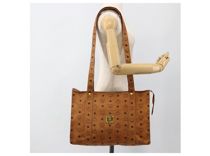 Borsa a Spalla MCM Vicetos Logogram in Pelle PVC Marrone Oro Auth 172152 D'oro - vista 22