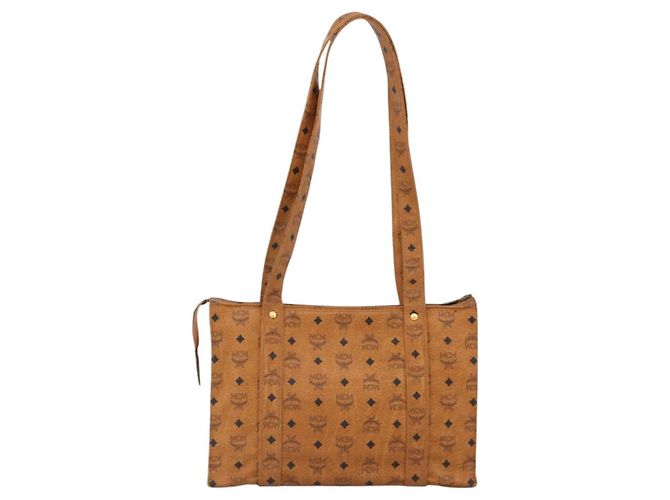 Borsa a Spalla MCM Vicetos Logogram in Pelle PVC Marrone Oro Auth 172152 D'oro - vista 3