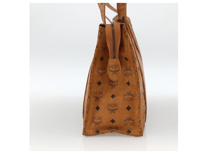 Borsa a Spalla MCM Vicetos Logogram in Pelle PVC Marrone Oro Auth 172152 D'oro - vista 5