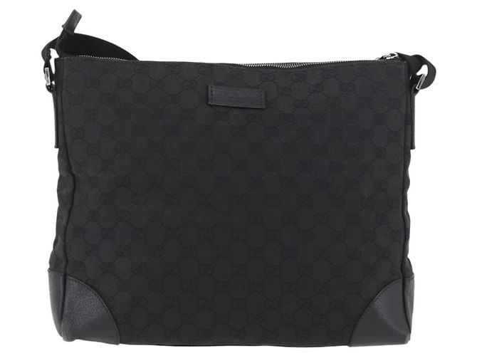 Borsa a Spalla GG Canvas Gucci Nera Argento 110054 Auth ka2902 Nero - vista 2