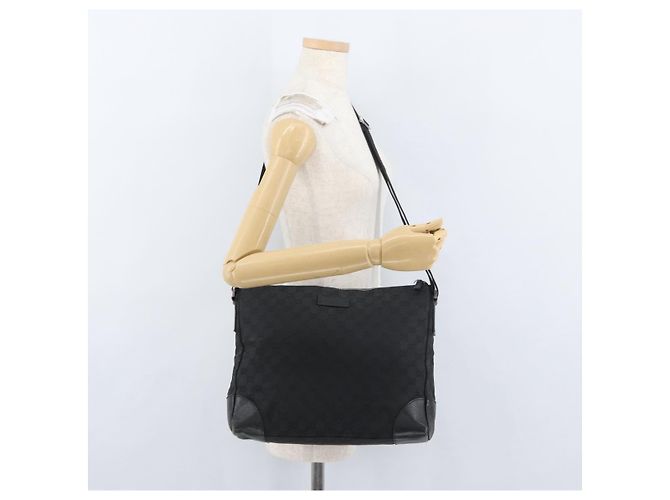 Borsa a Spalla GG Canvas Gucci Nera Argento 110054 Auth ka2902 Nero - vista 24