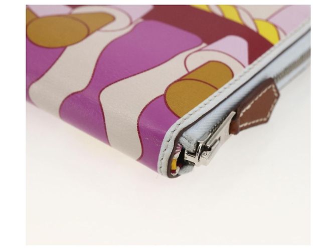 Hermès HERMES Azap Compact Seide in Leder Mehrfarbig Silber Auth LNZ572SAM Mehrfarben - Ansicht 10