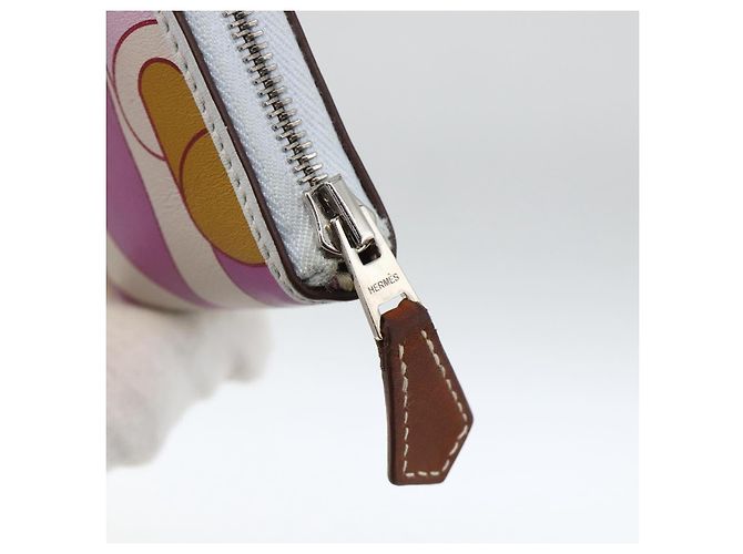 Hermès HERMES Azap Compact Seide in Leder Mehrfarbig Silber Auth LNZ572SAM Mehrfarben - Ansicht 12