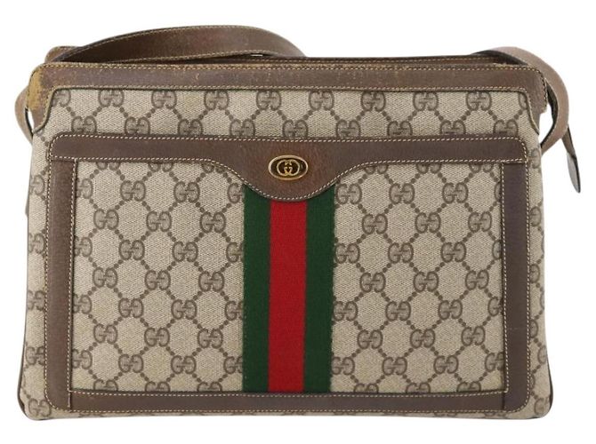 Bolso de Hombro Gucci GG Supreme Web Sherry Line PVC Beige 14 02 013 Auth 171659 - vista 2