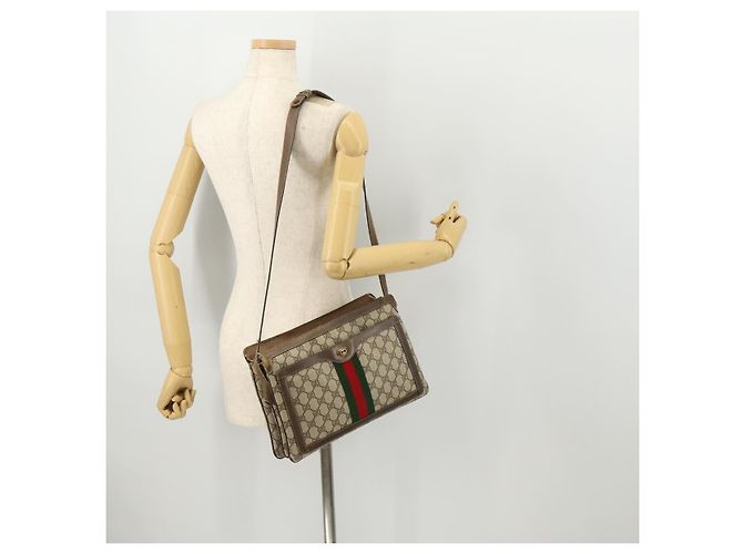 Bolso de Hombro Gucci GG Supreme Web Sherry Line PVC Beige 14 02 013 Auth 171659 - vista 24