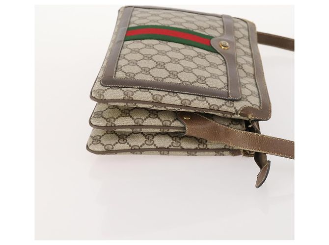 Bolso de Hombro Gucci GG Supreme Web Sherry Line PVC Beige 14 02 013 Auth 171659 - vista 4