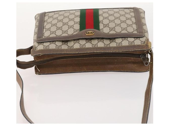 Bolso de Hombro Gucci GG Supreme Web Sherry Line PVC Beige 14 02 013 Auth 171659 - vista 6