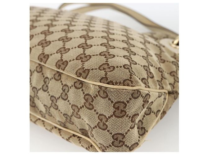 Borsa a mano in tela GG Gucci Beige Oro 121023 Auth 174123 - vista 12