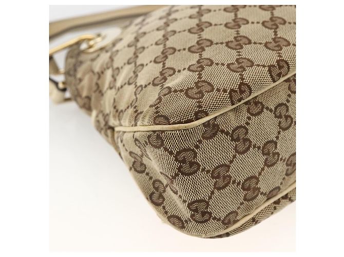 Borsa a mano in tela GG Gucci Beige Oro 121023 Auth 174123 - vista 13