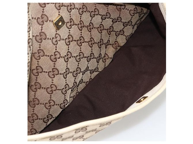 Borsa a mano in tela GG Gucci Beige Oro 121023 Auth 174123 - vista 20