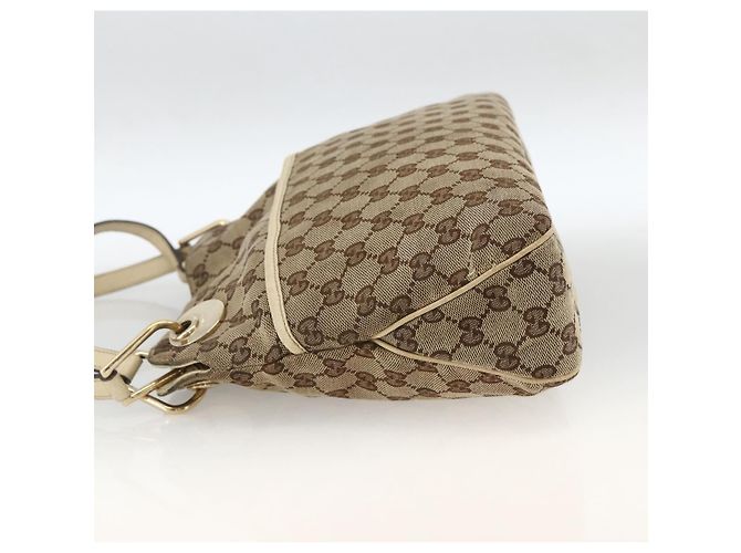 Borsa a mano in tela GG Gucci Beige Oro 121023 Auth 174123 - vista 4