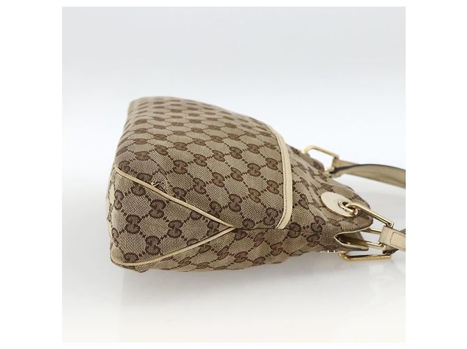 Borsa a mano in tela GG Gucci Beige Oro 121023 Auth 174123 - vista 5