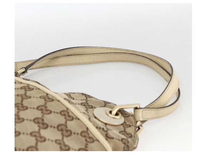 Borsa a mano in tela GG Gucci Beige Oro 121023 Auth 174123 - vista 8