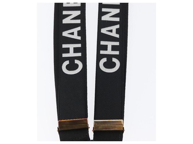 CHANEL Bretelle in tela nera CC Auth 173409V Nero - vista 18