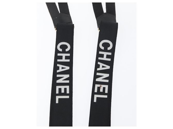 CHANEL Bretelle in tela nera CC Auth 173409V Nero - vista 20