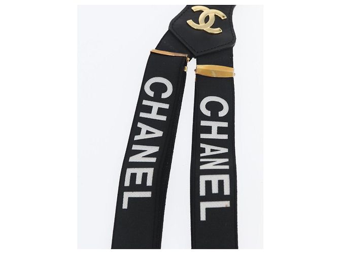 CHANEL Bretelle in tela nera CC Auth 173409V Nero - vista 7