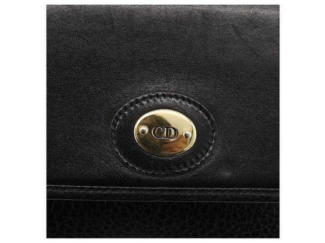 Borsa a Spalla Christian Dior in Pelle Nera Oro Auth 174078 Nero D'oro - vista 14