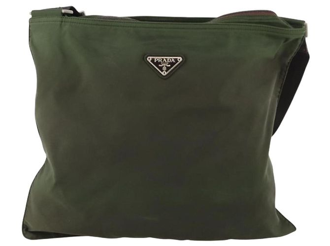 PRADA Schultertasche Nylon Grün Silber Authentisch fm5146 - Ansicht 13