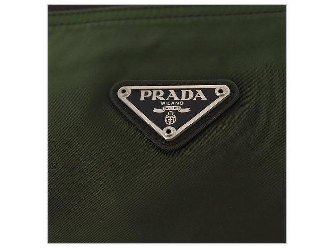 PRADA Schultertasche Nylon Grün Silber Authentisch fm5146 - Ansicht 17