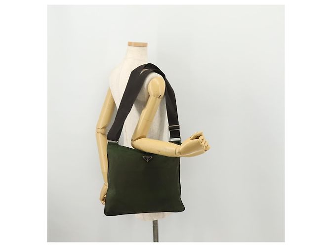 PRADA Schultertasche Nylon Grün Silber Authentisch fm5146 - Ansicht 21