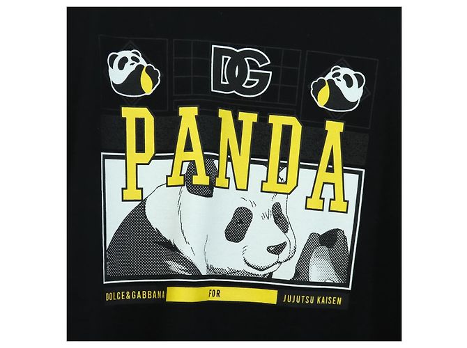 Dolce & Gabbana DOLCE&GABBANA D&G x Jujutsu Kaisen Camiseta Panda de Algodón Negra Auth 167054SM - vista 6