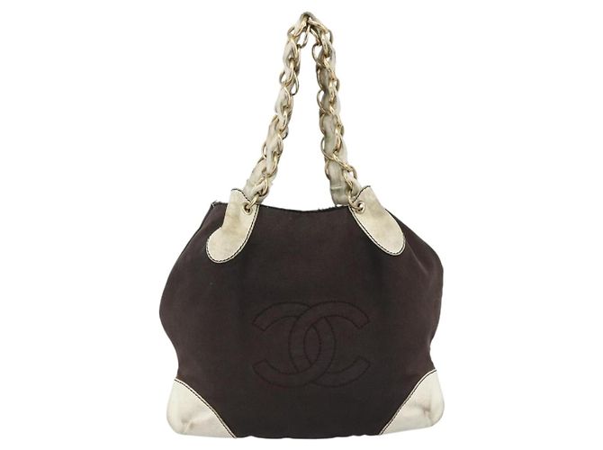 CHANEL COCO Borsa a Spalla con Catena in Tela Nera Oro CC Auth BA10872 Nero D'oro - vista 13