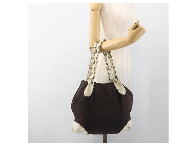 CHANEL COCO Borsa a Spalla con Catena in Tela Nera Oro CC Auth BA10872 Nero D'oro - vista 21