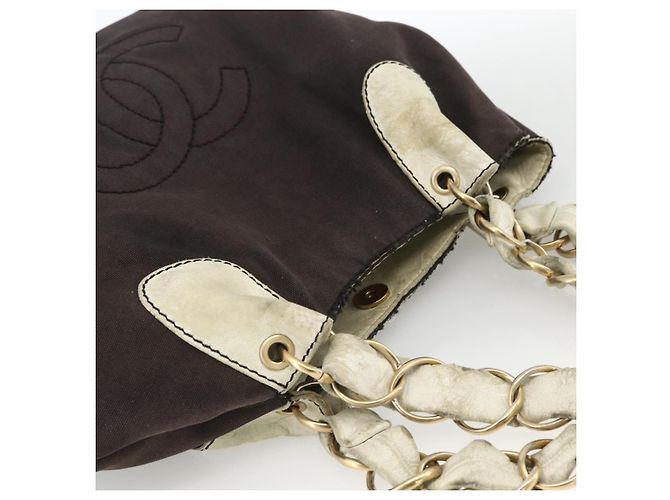 CHANEL COCO Borsa a Spalla con Catena in Tela Nera Oro CC Auth BA10872 Nero D'oro - vista 6