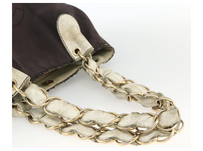 CHANEL COCO Borsa a Spalla con Catena in Tela Nera Oro CC Auth BA10872 Nero D'oro - vista 7
