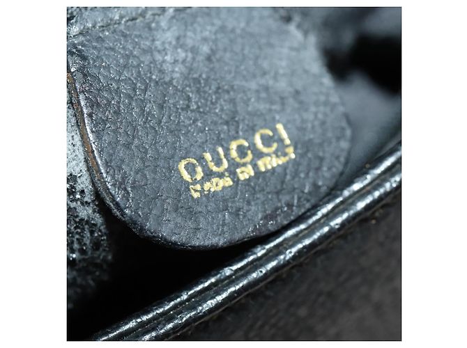Borsa a mano in pelle Gucci Bamboo nera e oro 002 123 0260 Auth 172866 Nero D'oro - vista 19