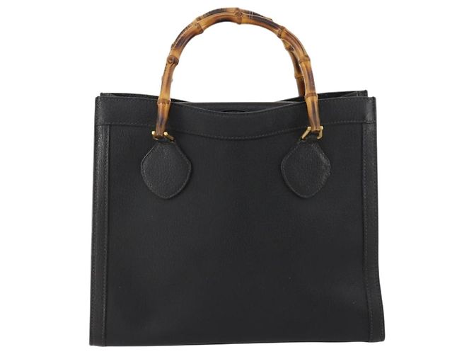 Borsa a mano in pelle Gucci Bamboo nera e oro 002 123 0260 Auth 172866 Nero D'oro - vista 2