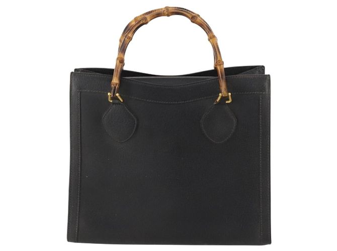 Borsa a mano in pelle Gucci Bamboo nera e oro 002 123 0260 Auth 172866 Nero D'oro - vista 3