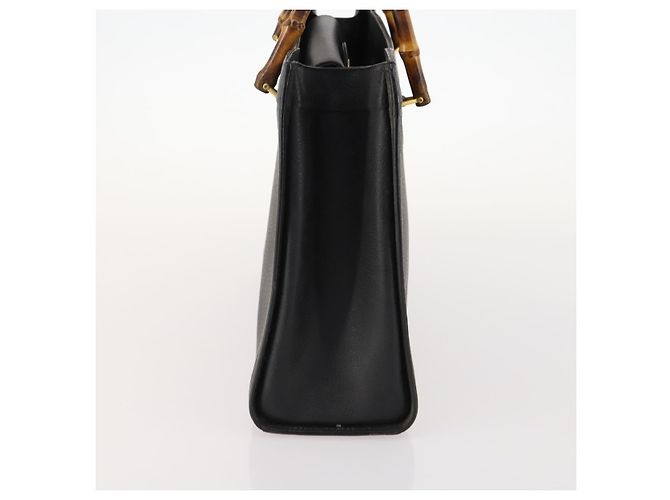 Borsa a mano in pelle Gucci Bamboo nera e oro 002 123 0260 Auth 172866 Nero D'oro - vista 5
