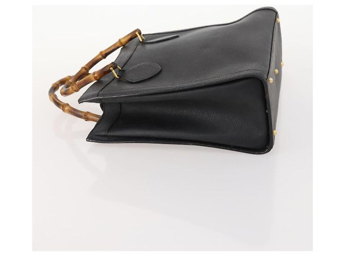 Borsa a mano in pelle Gucci Bamboo nera e oro 002 123 0260 Auth 172866 Nero D'oro - vista 7
