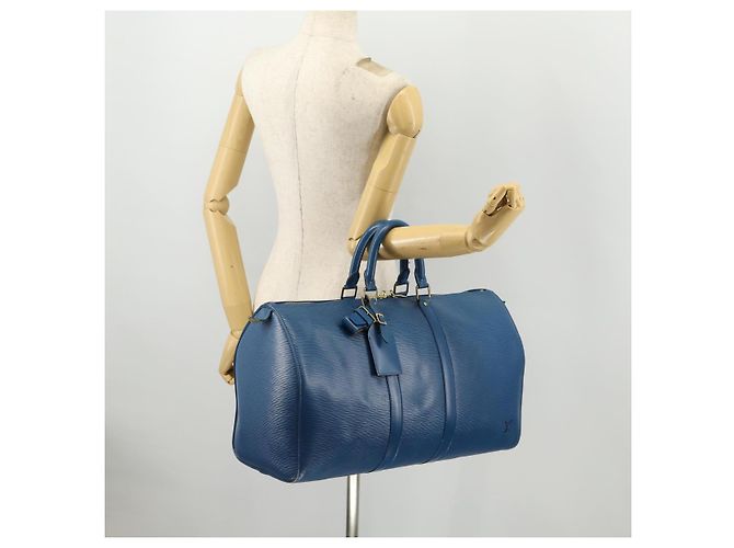 LOUIS VUITTON Epi Keepall 45 Borsa Boston Blu M42975 LV Auth 168373 - vista 22